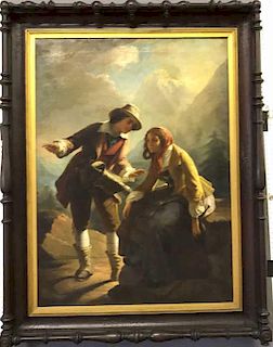 Large Oil on Canvas of Young Couple