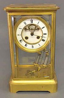 Large French Brass and Glass Shelf Clock