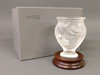 Signed Lalique Bird Vase