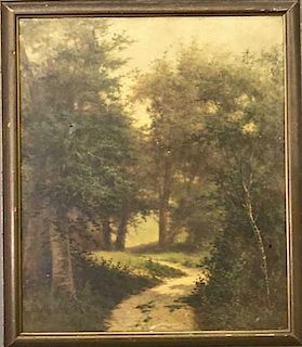 Oil on Canvas Landscape of Trees and Path