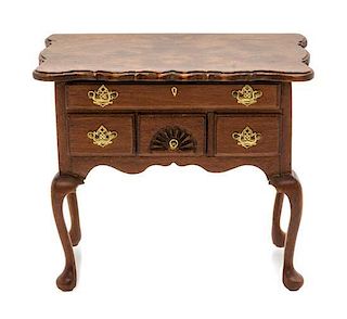 * An American Queen Anne Style Burlwood Desk, Height 2 3/4 x width 3 1/4 x depth 1 7/8 inches.
