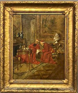 Oil on Canvas of Two Seated Cardinals