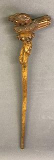 Walking Stick with Rabbit Carved Handle