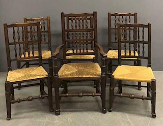 Set of Five English Oak Chairs