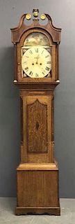English Oak Cased Tall Case Clock