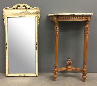French Carved Demilune Table with Mirror