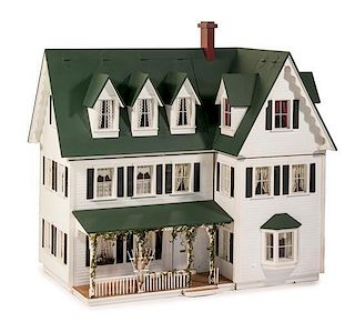 * A New England Style Farmhouse, Height 44 x width 46 x depth 28 1/4 inches.