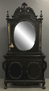 Victorian Ebonized Two-Piece Cabinet