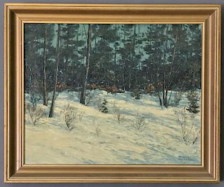 Herbert Foerster Oil on Canvas Winter Landscape