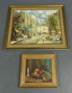 Oil on Canvas Street Scene