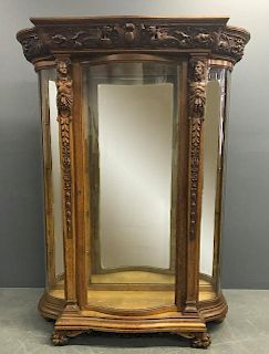 Oak Bow-Front China Cabinet