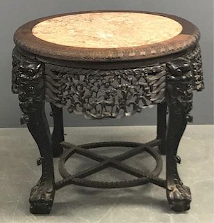 Massive Chinese Ebonized Carved Plant Stand