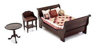 * An American Empire Style Sleigh Bed, Height of bed 3 1/4 x width 4 5/8 x depth 7 1/2 inches.