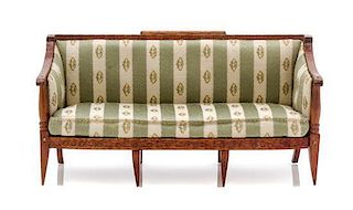 * A Sheraton Style Upholstered Settee, Width 6 3/8 inches.
