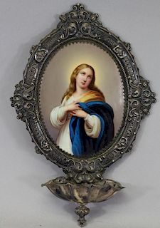 Exceptional Porcelain Plaque in Silver Frame