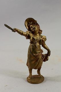 Antique French Gilt Bronze Girl, Signed
