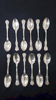 (12) Antique Gorham/Tiffany Sterling Dinner Spoons