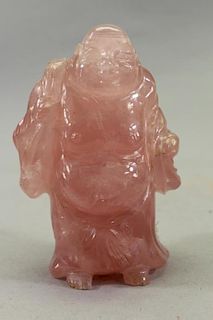 Carved Chinese Rose Quartz Buddha Figure