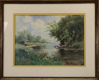 J. A. Brunner, 20th C. River Landscape