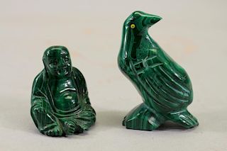 (2) Carved Malachite Figures