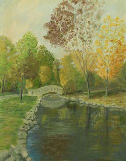 1964 Painting of Lake in New Jersey, Signed