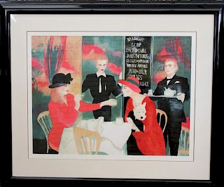 Signed, 2/275 French Cafe Scene Lithograph