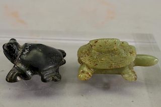 (2) Carved Stone Turtles