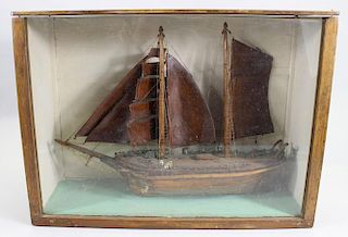 Cased Wooden Ship Model