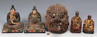 Asian Carved & Painted Items, 5 pcs.