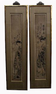 (2) Antique Japanese Prints After Torii Kiyomitsu