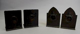 (4) Hand Hammered Arts & Crafts Bookends