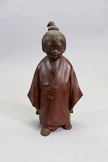 Signed, Early 20th C. Bronze Japanese Child Figure