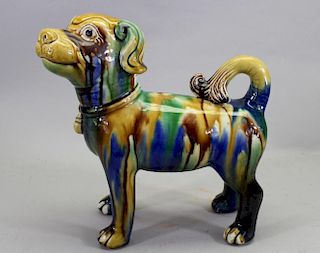 Early 20th C. Glazed Terracotta Dog
