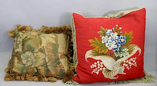 (2) Antique Needlepoint Pillows
