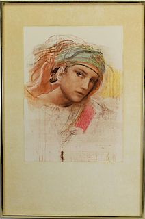 Framed, Antique Print of Young Girl