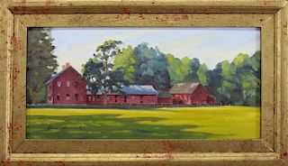 Signed, 20th C. Oil/Canvas Painting of a Farm