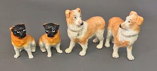 Staffordshire Pair of Dogs & Pair of Pugs
