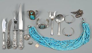 Grouping of Navajo Jewelry & Sterling Silver