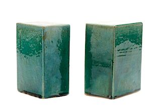 Pair of Green Glazed Chinese Pillows