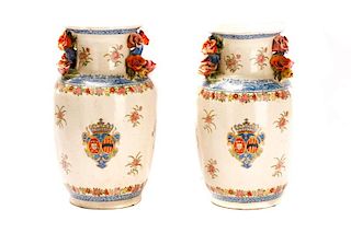 Pair, Chinese Export Armorial Style Vases