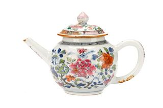 Chinese Porcelain Famille Rose Teapot, 19th C.
