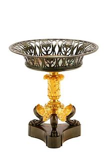 Continental Empire Style Bronze Footed Tazza