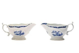 Pair, Dr. Wall Worcester Porcelain Sauce Boats