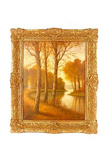 Hendrik J. Verhaaf, "River Bend" Oil on Canvas