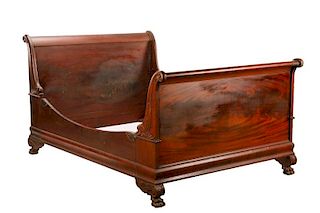 American Classical Style Mahogany Sleigh Bed