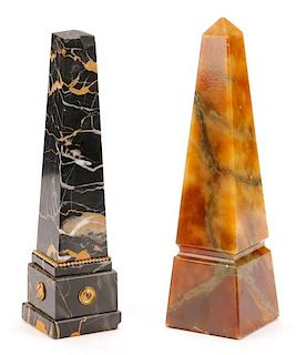 Two Marble Obelisk Form Sculptures