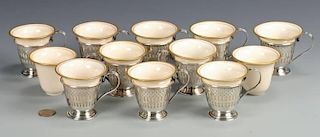 10 Porcelain and Sterling demitasse cups