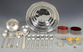 Assd. Silver Hollowware, Flatware, 19 items