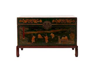 Lacquered Chinoiserie Chest on Stand