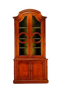 Italian Baroque Style Walnut Bookcase Cabinet